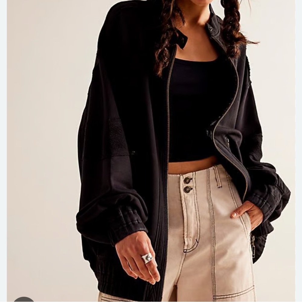 Free People Black Lou Moto Jacket